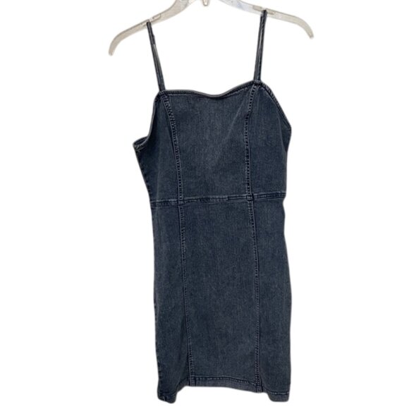 iris Dresses & Skirts - Iris Denim Blue Jean Mini Dress Womens Size Large Sleeveless Stretch Festival